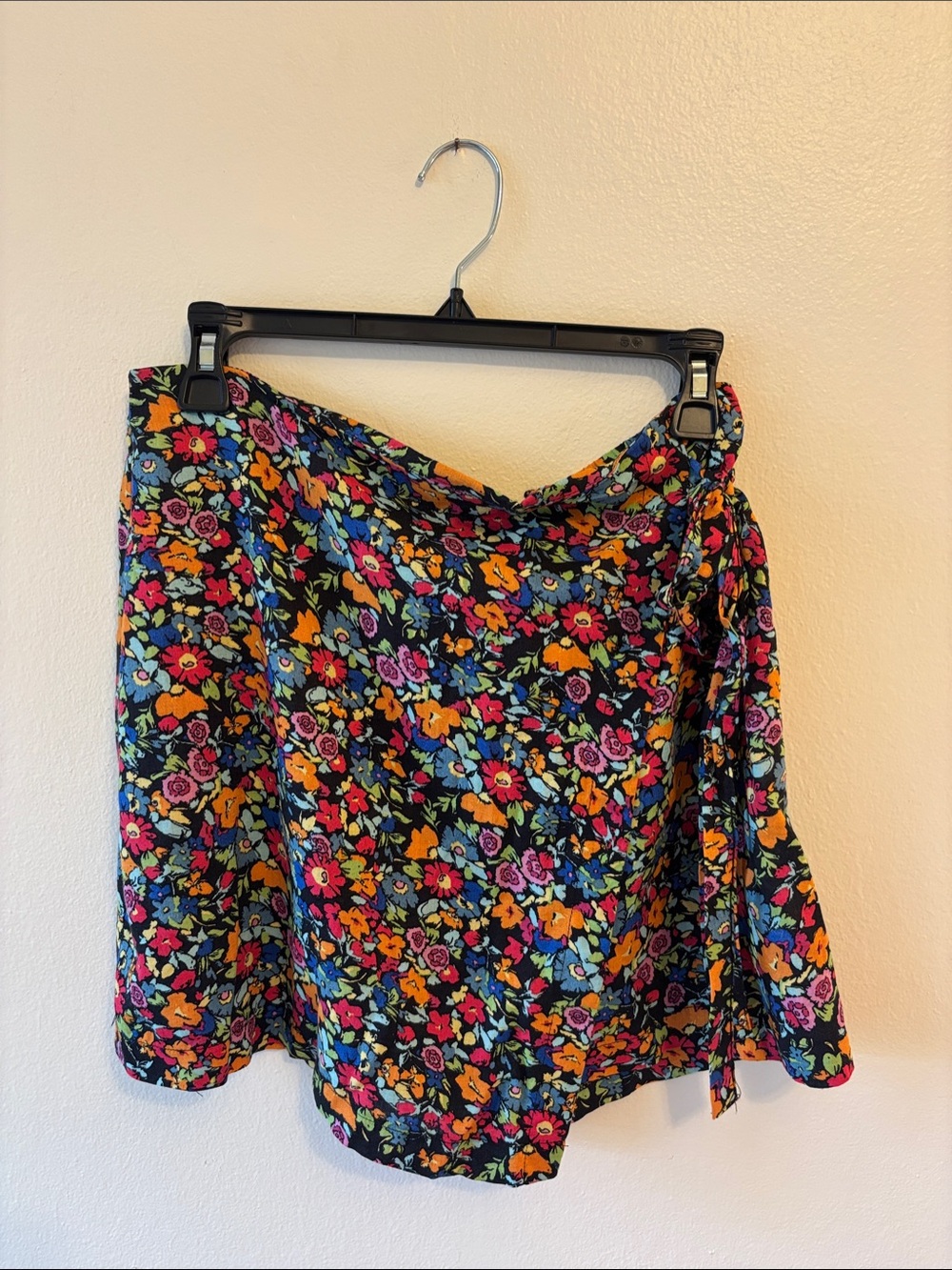 Floral crepe cotton skirt